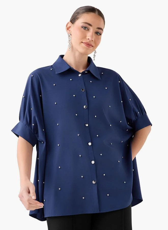 Splash FAV Kaftan Shirt with Embellished Detail